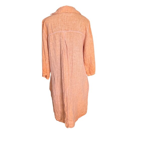 Meo Meli Womens Loose Fit Peach Linen Tunic Dress Made In Italy - Picture 3 of 5